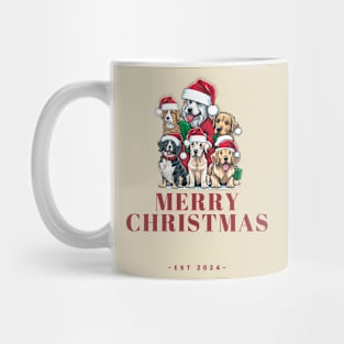 Red Illustrative Dogs Merry Christmas Mug